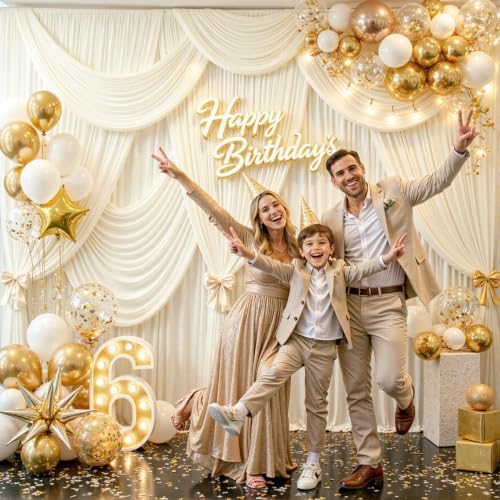 6 Panels Champagne Backdrop Curtain for Parties Wedding Baby Shower Wrinkle Free Photo Curtains Backdrop Drapes, alternate