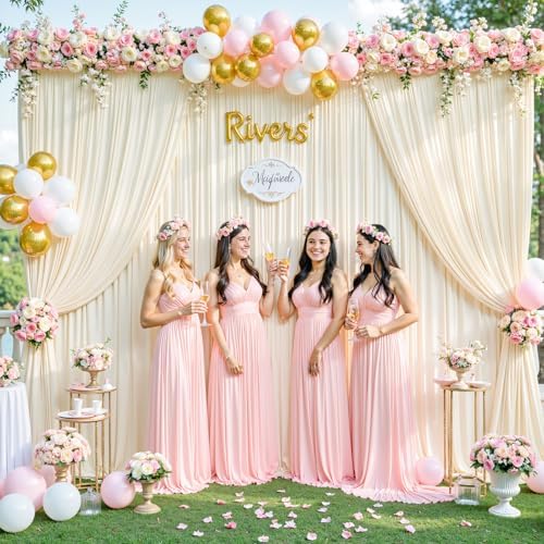 6 Panels Champagne Backdrop Curtain for Parties Wedding Baby Shower Wrinkle Free Photo Curtains Backdrop Drapes, alternate