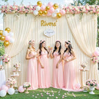 6 Panels Champagne Backdrop Curtain for Parties Wedding Baby Shower Wrinkle Free Photo Curtains Backdrop Drapes, alternate
