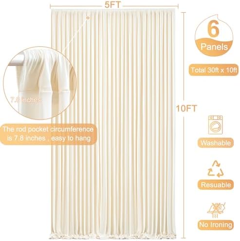 6 Panels Champagne Backdrop Curtain for Parties Wedding Baby Shower Wrinkle Free Photo Curtains Backdrop Drapes, alternate