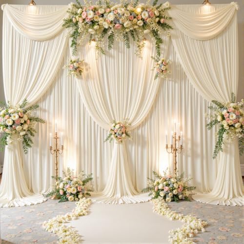 6 Panels Champagne Backdrop Curtains for Wedding Party Wrinkle Free Backdrops Curtain Drapes Fabric Decorations, alternate