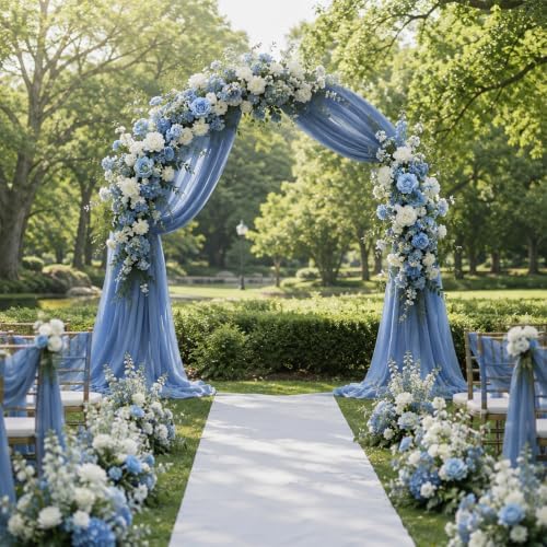 6 Panels Dusty Blue Wedding Arch Draping Fabric 29" X 20FT Sheer Chiffon Drapes Bridal Baby Shower Backdrop for, alternate