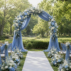 6 Panels Dusty Blue Wedding Arch Draping Fabric 29" X 20FT Sheer Chiffon Drapes Bridal Baby Shower Backdrop for, alternate