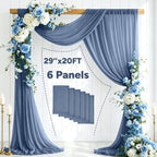 6 Panels Dusty Blue Wedding Arch Draping Fabric 29" X 20FT Sheer Chiffon Drapes Bridal Baby Shower Backdrop for, alternate