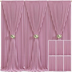 6 Panels Dusty Pink Backdrop Curtain for Parties Wedding Wrinkle Free Pink Photo Curtains Backdrop Drapes Fabric