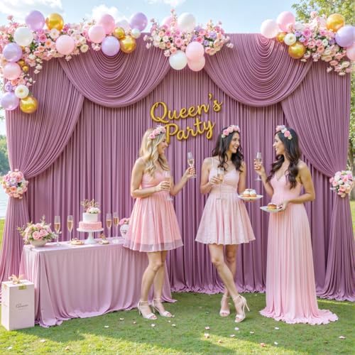 6 Panels Dusty Pink Backdrop Curtain for Parties Wedding Wrinkle Free Pink Photo Curtains Backdrop Drapes Fabric, alternate