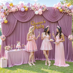 6 Panels Dusty Pink Backdrop Curtain for Parties Wedding Wrinkle Free Pink Photo Curtains Backdrop Drapes Fabric, alternate