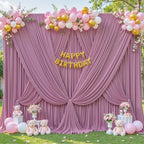 6 Panels Dusty Pink Backdrop Curtain for Parties Wedding Wrinkle Free Pink Photo Curtains Backdrop Drapes Fabric, alternate