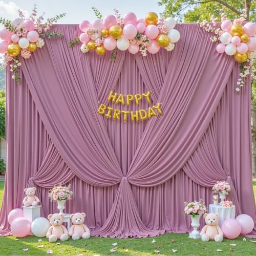 6 Panels Dusty Pink Backdrop Curtain for Parties Wedding Wrinkle Free Pink Photo Curtains Backdrop Drapes Fabric, alternate