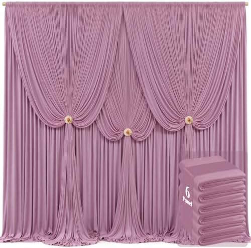 6 Panels Dusty Pink Backdrop Curtains for Wedding Party Wrinkle Free Backdrops Curtain Drapes Fabric Decorations