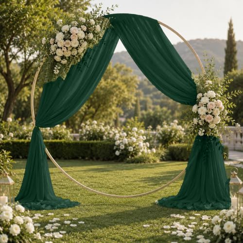 6 Panels Emerald Green Wedding Arch Draping Fabric 29" X 20FT Sheer Chiffon Drapes Bridal Baby Shower Backdrop, alternate