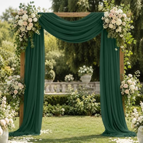 6 Panels Emerald Green Wedding Arch Draping Fabric 29" X 20FT Sheer Chiffon Drapes Bridal Baby Shower Backdrop, alternate