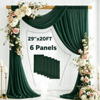 6 Panels Emerald Green Wedding Arch Draping Fabric 29" X 20FT Sheer Chiffon Drapes Bridal Baby Shower Backdrop, alternate