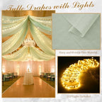 6 Panels Green Ceiling Curtains with Lights for Weddings - 5ftx10ft Wrinkle-Free Tulle Fabric Wedding Arch, alternate view 3