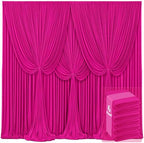 6 Panels Hot Pink Backdrop Curtains for Wedding Party Wrinkle Free Backdrops Curtain Drapes Fabric Decorations