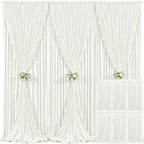 6 Panels Ivory Backdrop Curtain for Wedding Parties Wrinkle Free Ivory Photo Curtains Backdrop Drapes Fabric