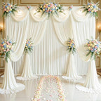 6 Panels Ivory Backdrop Curtain for Wedding Parties Wrinkle Free Ivory Photo Curtains Backdrop Drapes Fabric, alternate view