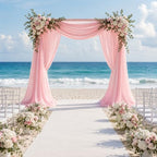 6 Panels Light Pink Wedding Arch Draping Fabric 29" X 20FT Sheer Chiffon Drapes Bridal Baby Shower Backdrop for, alternate