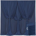 6 Panels Navy Blue Backdrop Curtains for Wedding Party Wrinkle Free Backdrops Curtain Drapes Fabric Decorations