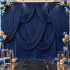 6 Panels Navy Blue Backdrop Curtains for Wedding Party Wrinkle Free Backdrops Curtain Drapes Fabric Decorations, alternate