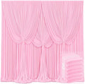 6 Panels Pink Backdrop Curtains for Wedding Party Wrinkle Free Backdrops Curtain Drapes Fabric Decorations Photo