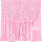 6 Panels Pink Backdrop Curtains for Wedding Party Wrinkle Free Backdrops Curtain Drapes Fabric Decorations Photo