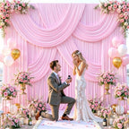 6 Panels Pink Backdrop Curtains for Wedding Party Wrinkle Free Backdrops Curtain Drapes Fabric Decorations Photo, alternate