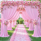 6 Panels Pink Backdrop Curtains for Wedding Party Wrinkle Free Backdrops Curtain Drapes Fabric Decorations Photo, alternate