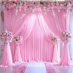 6 Panels Pink Backdrop Curtains for Wedding Party Wrinkle Free Backdrops Curtain Drapes Fabric Decorations Photo, alternate