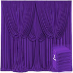 6 Panels Purple Backdrop Curtains for Wedding Party Wrinkle Free Backdrops Curtain Drapes Fabric Decorations