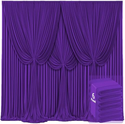 6 Panels Purple Backdrop Curtains for Wedding Party Wrinkle Free Backdrops Curtain Drapes Fabric Decorations