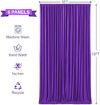 6 Panels Purple Backdrop Curtains for Wedding Party Wrinkle Free Backdrops Curtain Drapes Fabric Decorations, alternate view