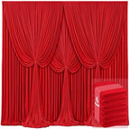 6 Panels Red Backdrop Curtains for Wedding Party Wrinkle Free Backdrops Curtain Drapes Fabric Decorations Photo
