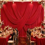 6 Panels Red Backdrop Curtains for Wedding Party Wrinkle Free Backdrops Curtain Drapes Fabric Decorations Photo, alternate