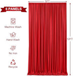 6 Panels Red Backdrop Curtains for Wedding Party Wrinkle Free Backdrops Curtain Drapes Fabric Decorations Photo, alternate