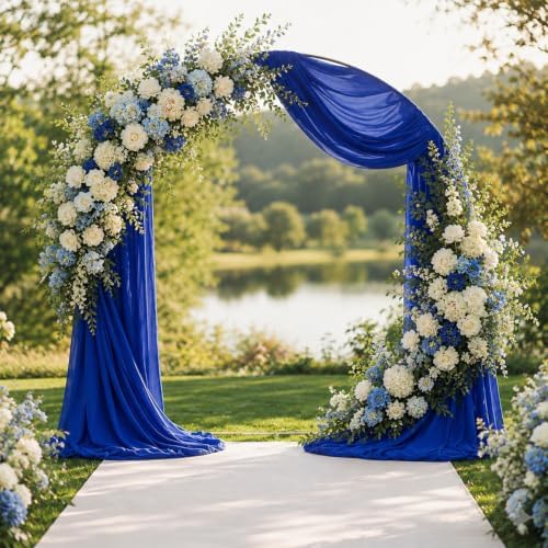 6 Panels Royal Blue Wedding Arch Draping Fabric 29" X 20FT Sheer Chiffon Drapes Bridal Baby Shower Backdrop for, alternate