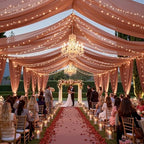 6 Panels Terracotta Ceiling Curtains with Lights for Weddings - 5ftx10ft Wrinkle-Free Tulle Fabric Wedding Arch, alternate