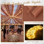 6 Panels Terracotta Ceiling Curtains with Lights for Weddings - 5ftx20ft Wrinkle-Free Tulle Fabric Wedding Arch, alternate