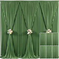 6 Panels Valley Green Backdrop Curtain for Parties Wrinkle Free Dark Green Photo Curtains Backdrop Drapes Fabric