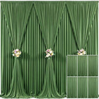 6 Panels Valley Green Backdrop Curtain for Parties Wrinkle Free Dark Green Photo Curtains Backdrop Drapes Fabric