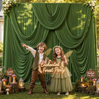 6 Panels Valley Green Backdrop Curtain for Parties Wrinkle Free Dark Green Photo Curtains Backdrop Drapes Fabric, alternate