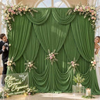 6 Panels Valley Green Backdrop Curtain for Parties Wrinkle Free Dark Green Photo Curtains Backdrop Drapes Fabric, alternate