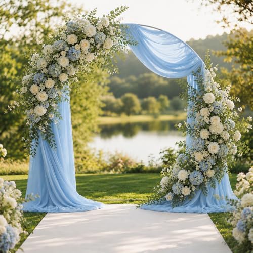 6 Panels Wedding Arch Draping Fabric 29" X 20FT Baby Blue Sheer Chiffon Drapes Bridal Baby Shower Backdrop for, alternate