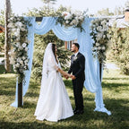 6 Panels Wedding Arch Draping Fabric 29" X 20FT Baby Blue Sheer Chiffon Drapes Bridal Baby Shower Backdrop for, alternate