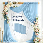 6 Panels Wedding Arch Draping Fabric 29" X 20FT Baby Blue Sheer Chiffon Drapes Bridal Baby Shower Backdrop for, alternate