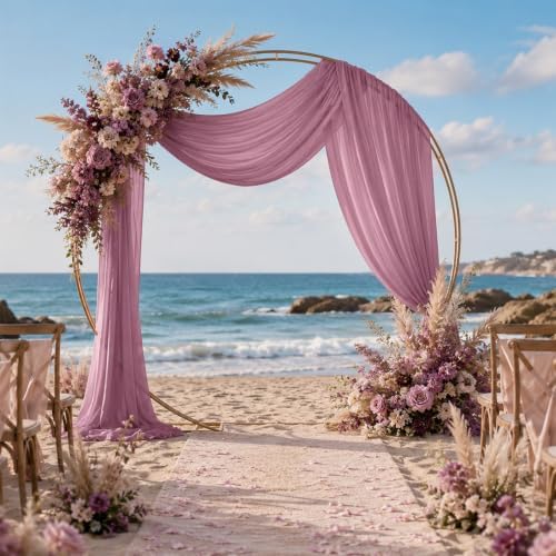 6 Panels Wedding Arch Draping Fabric 29" X 20FT Dusty Rose Sheer Chiffon Drapes Bridal Baby Shower Backdrop for, alternate
