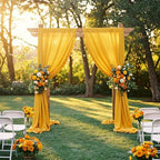 6 Panels Wedding Arch Draping Fabric 29" X 20FT Gold Sheer Chiffon Drapes Backdrop for Wedding Ceremony Bridal, alternate