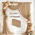 6 Panels Wedding Arch Draping Fabric 29" X 20FT Nude Chiffon Sheer Drapes Backdrop for Wedding Ceremony Bridal, alternate