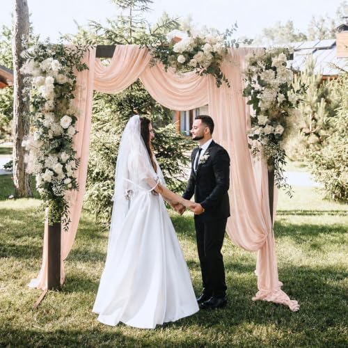 6 Panels Wedding Arch Draping Fabric Light Peach 29" X 20FT Sheer Chiffon Drapes Bridal Baby Shower Backdrop for, alternate