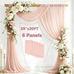 6 Panels Wedding Arch Draping Fabric Light Peach 29" X 20FT Sheer Chiffon Drapes Bridal Baby Shower Backdrop for, alternate